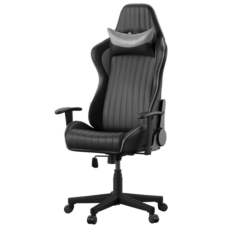 Wade Logan Abberton Reclining Faux Leather PC & Racing Game Chair, Grey