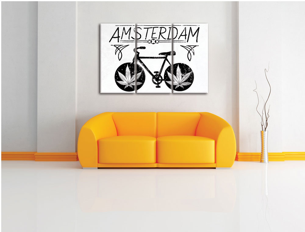 3-tlg. Leinwandbilder-Set „Amsterdam“, Grafikdruck