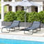 Fauteuil de bronzage Yard - 4 dossier réglable, pliable, maille grise, pliable, inclinable