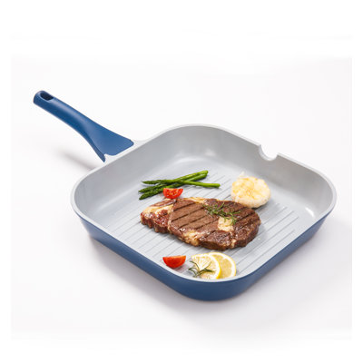 CS KOCHSYSTEME Nonstick Grill Pan for Stove Tops, Square Frying Pan with Pour Spouts, Square Pan for Indoor Cooking, Grill Skillet with Bakelite Handle