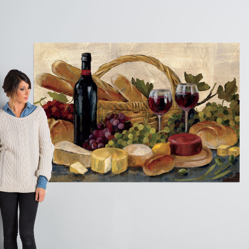 « tuscan soirée wine crop »-impression sur toile tendue, H 40 po x l 60 po x P 1,5 po