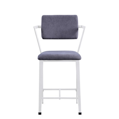 Cargo Gray Fabric & White Finish Counter Height Chair (Set of 2)