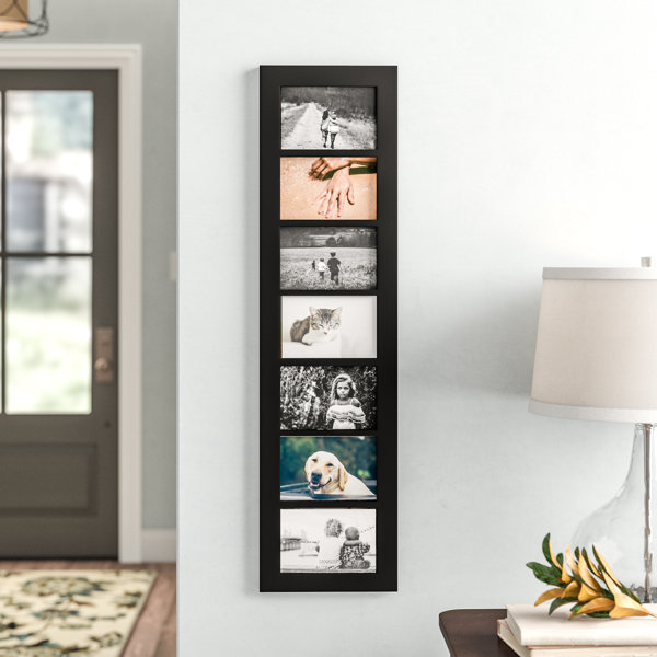 Forev 4x6 Double Picture Frame Wooden Hinged Photo Frame Definition Glass Stand Vertically on Desktop or Tabletop Black