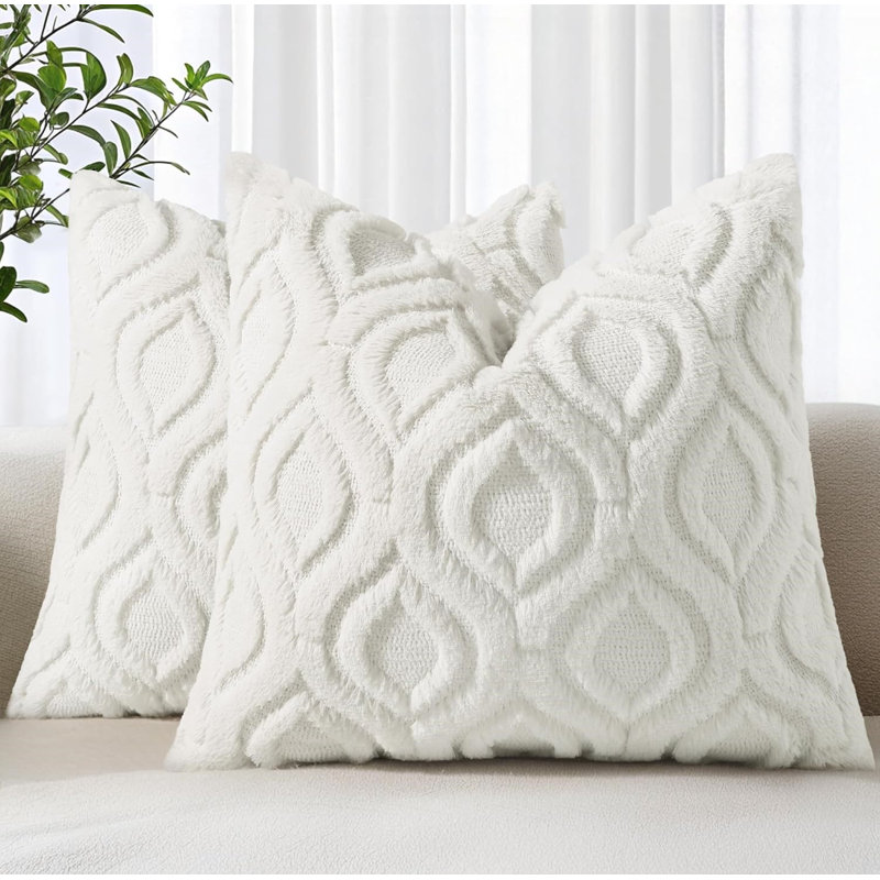 Striped Square Cushion Cover, Cream White