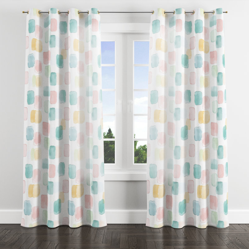 Rideaux à motif géométrique Kids, Œillets dorés, L 52 po x L 90 po