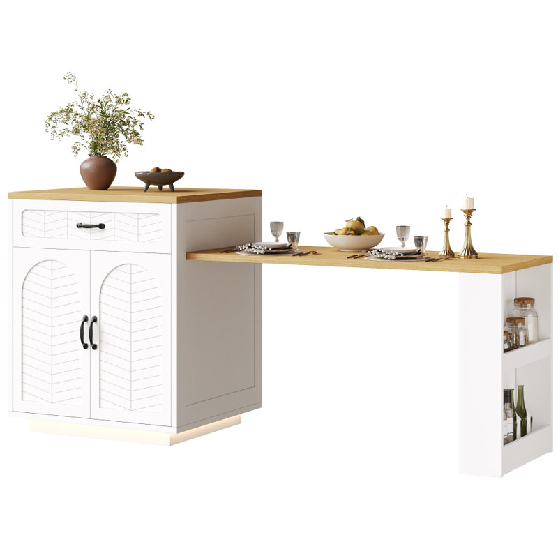 Wood Kitchen Island, White