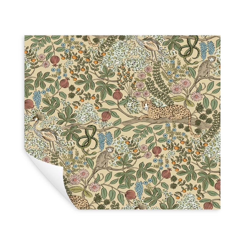 Papier peint adhésif Safari Beige Jungle Toile, Beige