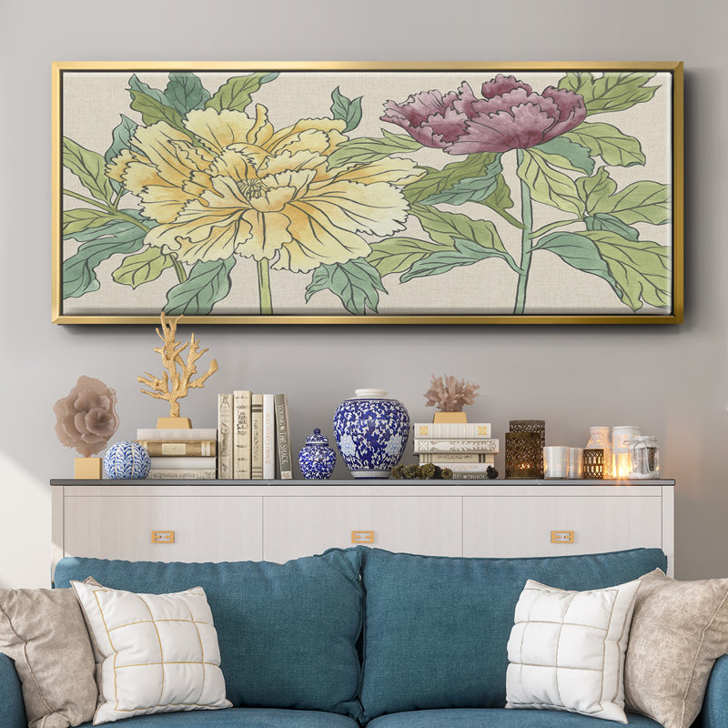 Peony Blooms II - toile encadrée, H 8 po x l 20 po