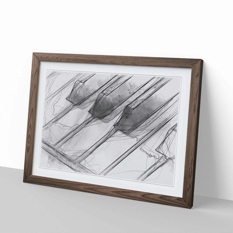 Keyboard Keys in Abstract - Framed Print, Walnut, 60cm H x 91cm W x 2cm D