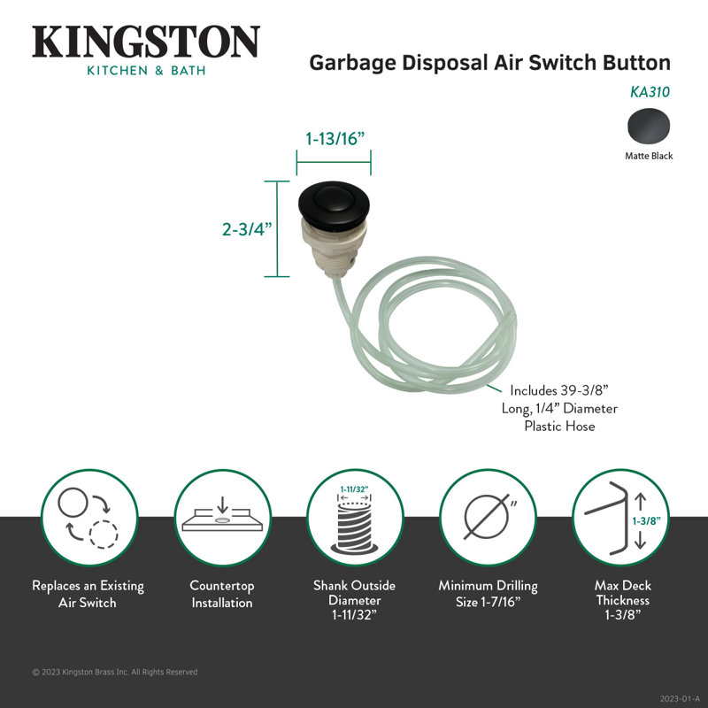 Gourmetier Trimscape Disposal Air Switch, Noir mat