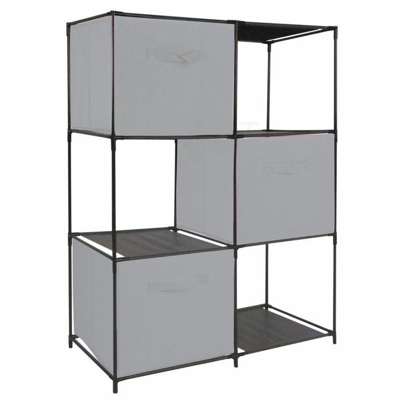 Iron Standard Bookcase, Grey, Premium (3 Shelf Tiers), H104 x W34.5 x D68.5cm
