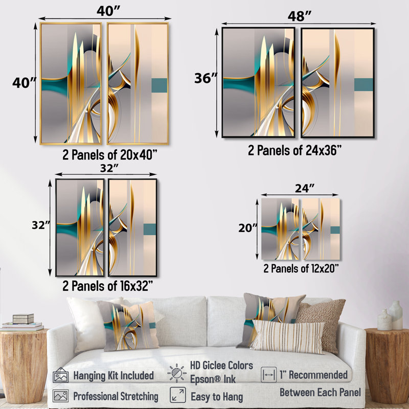 Jannie - art mural doré, Toile tendue, Ne s’applique pas, H 36 po x l 48 po