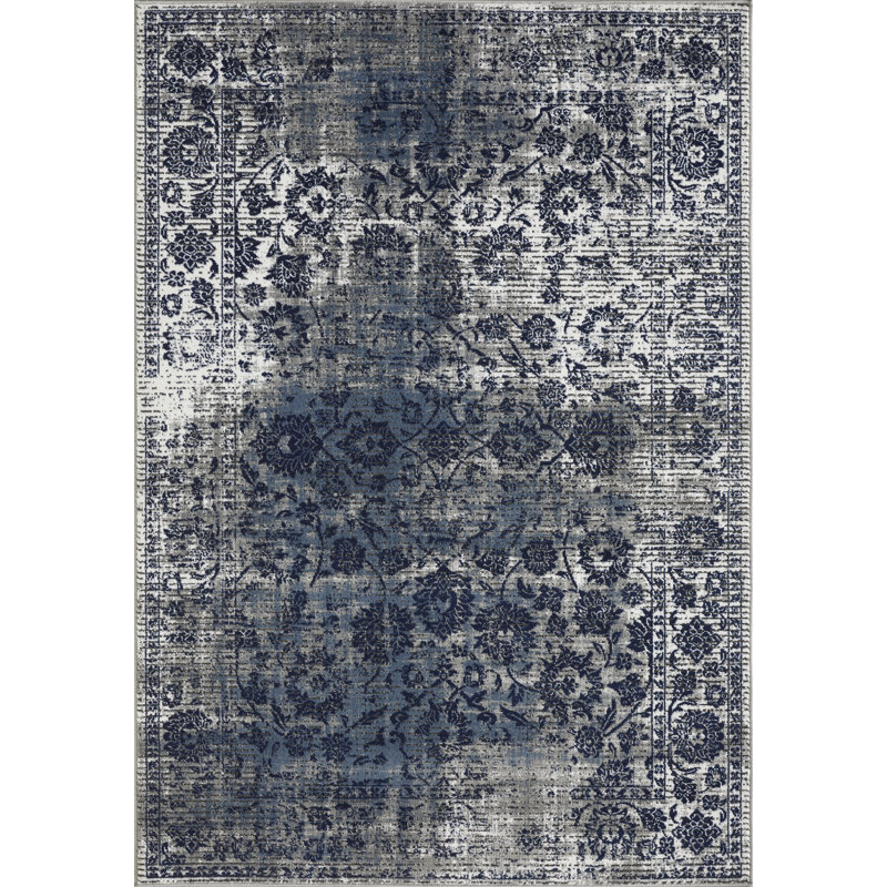 Tapis d'intérieur gris en polypropylène tissé à la main Raashid, Rectangle 4 pi x 6 pi