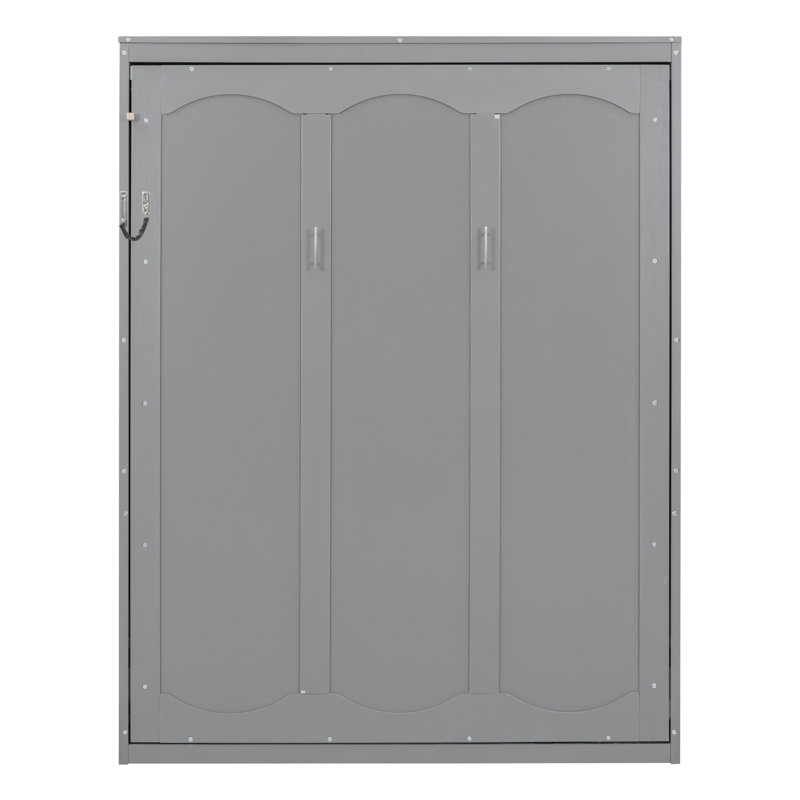 Lit escamotable mural avec tablettes Murphy, Gris, Grand lit
