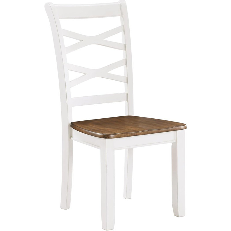 Ensemble de table de salle à manger Farmhouse pour 6, ensemble de table et chaises de salle à manger en bois 7 pièces avec dossier croisé, cerisier / blanc
