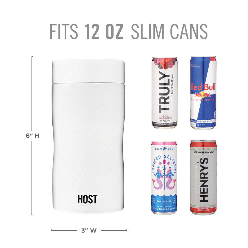 Stay-Chill Slim Can Cooler, 6" H x 3" W x 3" D, White