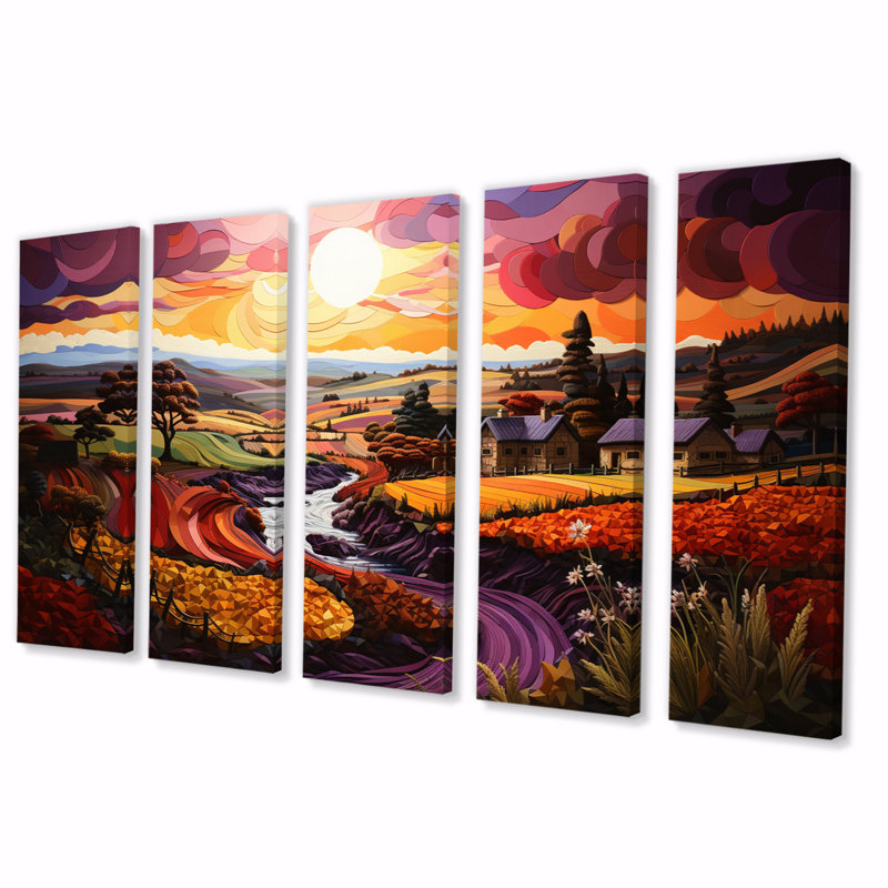 «Italian Dream Pastoral I», reproduction sur toile - 5 panneaux égaux