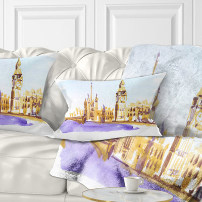 London Brown - Cityscape Printed Throw Pillow