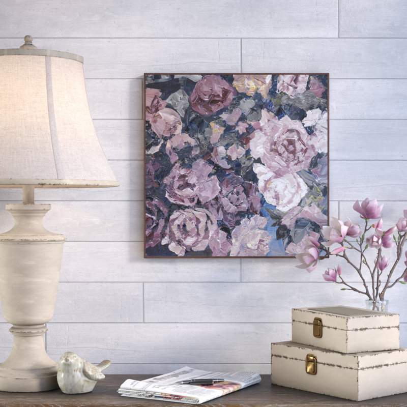« taupe floral »-« floater », reproduction d’art sur toile, H 48 po x l 48 po
