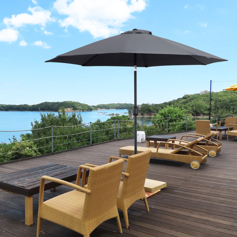 Poteet 265cm Tilt Market Parasol, Grey