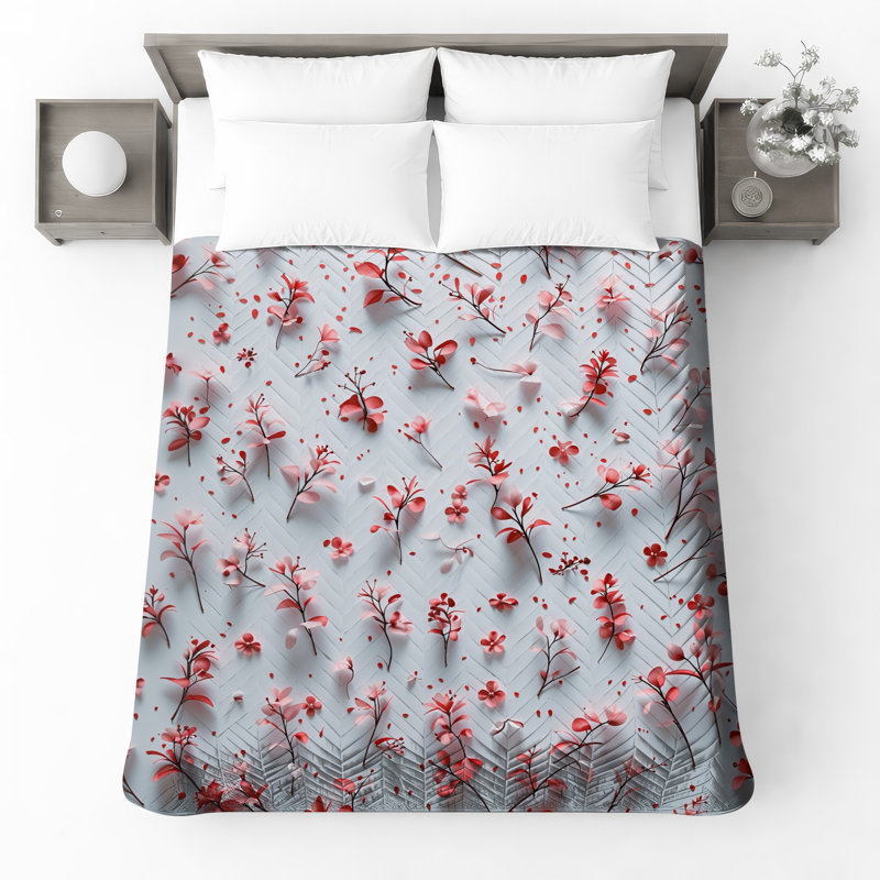 Couvre-lit matelassé à motif floral rose toutes tailles, Double