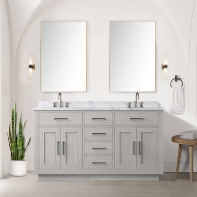White Oak Double Bath Vanity 60 In. W X 22 In. D