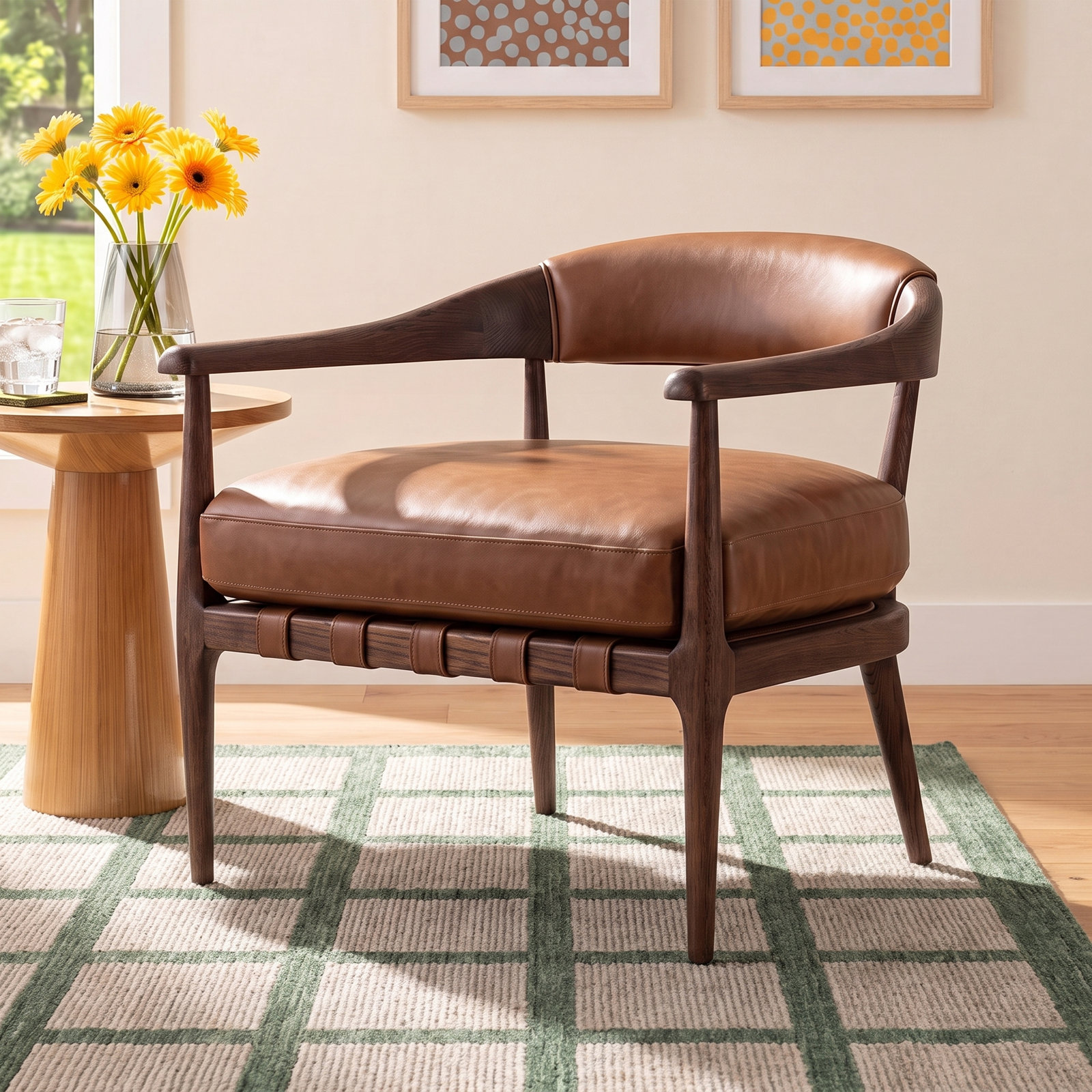 Gretel Genuine Leather Armchair, Sonoma Chestnut