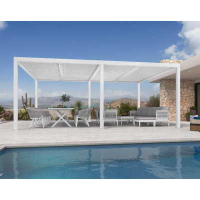 Louvered Pergola 14 x 20' Outdoor Aluminum Pergola with Adjustable Roof , White