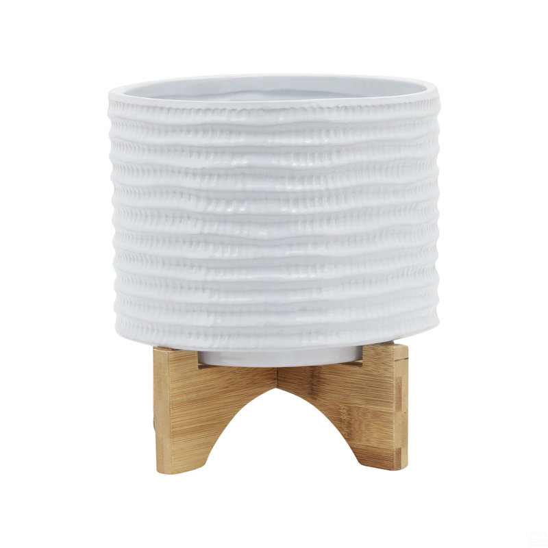 8" Textured Planter W/ Stand
