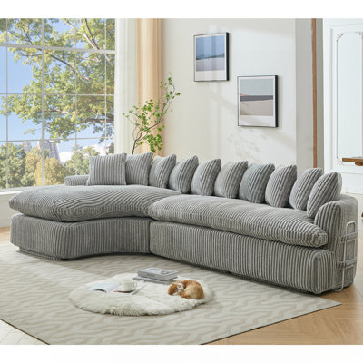 Élégant canapé modulaire incurvé avec mousse de haute qualité et dix coussins