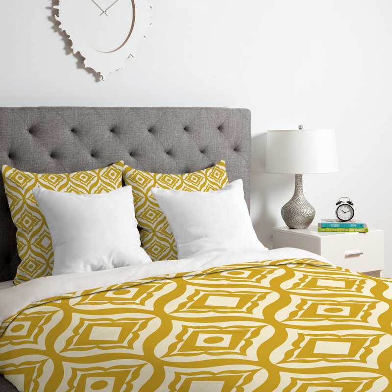 Heather Dutton Polyester Geometric Shapes Duvet Cover, Twin/Twin XL Duvet Cover + 1 Standard Sham