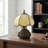 11" Tiffany Style Beige Stained Glass Table Lamp With Dragonfly Accent Base (Bulb Included)