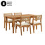 Table de salle à manger d'extérieur en bois 63 po avec 6 chaises empilables avec coussins Amenah-326197182