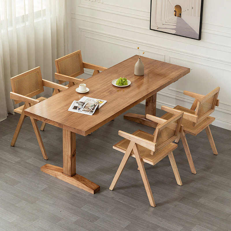 Modern Burlywood Rectangular Solid Wood Dining Table, 29.53"H x 70.87"L x 31.5"W
