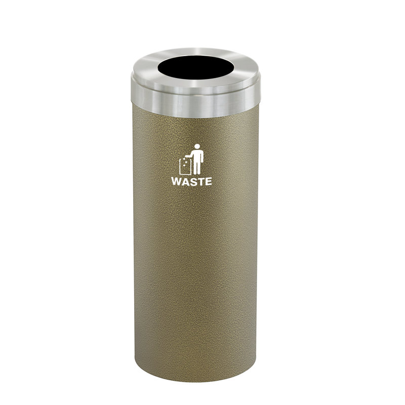 Poubelle, Filon bronze / aluminium satiné, 15, H 30 po x l 12 po x P 12 po
