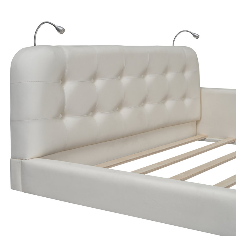 Lit plateforme tapissier, Blanc