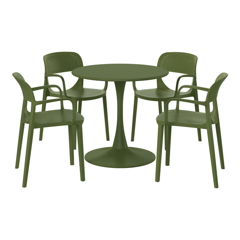Outdoor Round Dining Set, Green