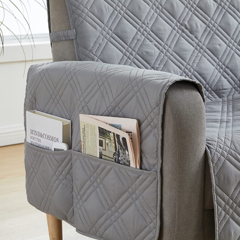 Housse pour canapé à coussins carrés/rectangulaires, 100% polyester gris / noir, H 3,54 po x l 12 po x P 12,6 po