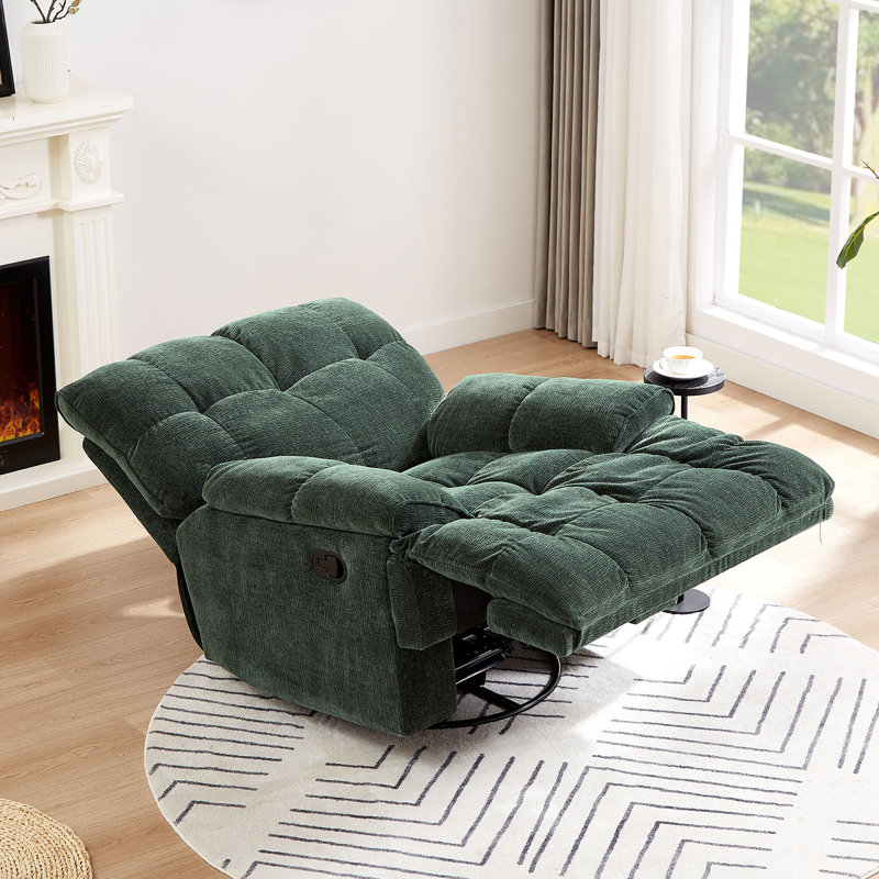 Fauteuil inclinable pivotant de 38,58 po Anaahat, Polyester vert