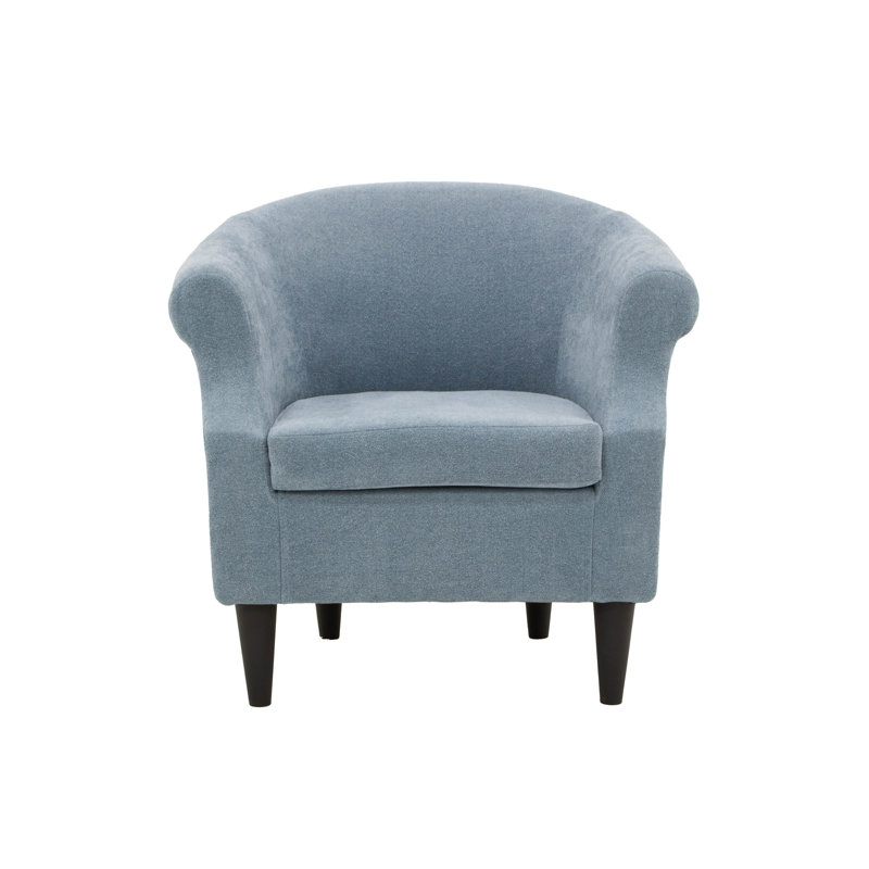 Fauteuil demi-tonneau en polyester Adea, Ciel Chloe