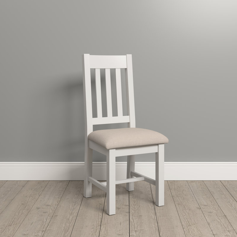Windsor 50.5cm H Fabric Upholstered Slat Back Side Chair, Ivory