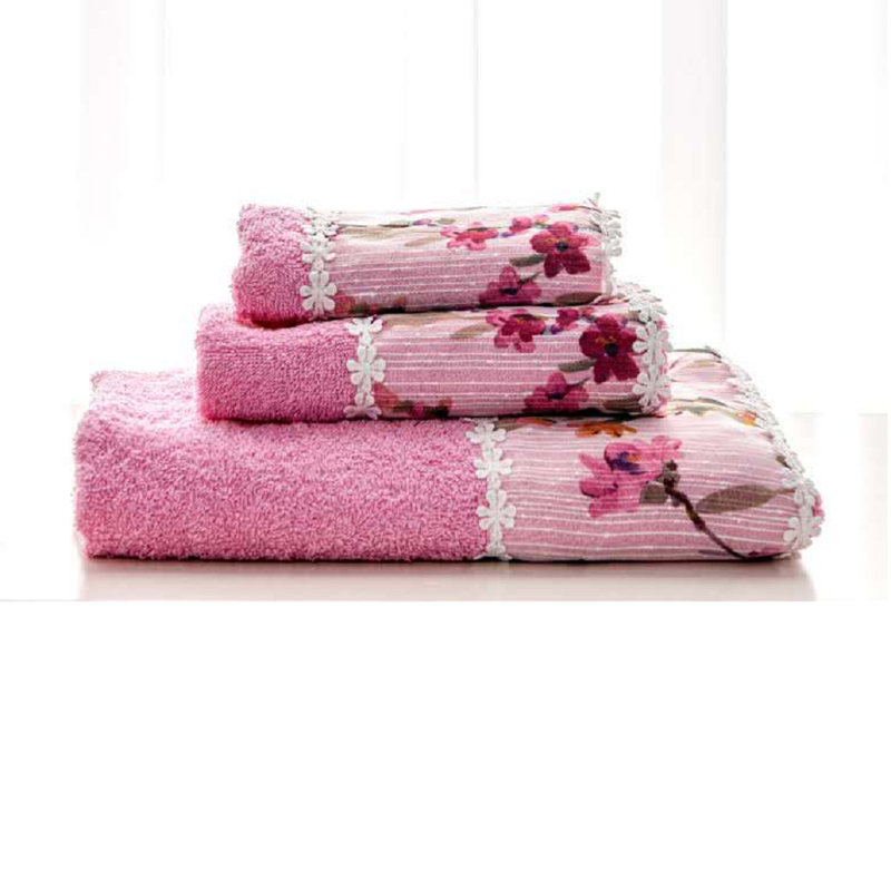 Ensemble de serviettes 3 pièces 100% coton, Rose