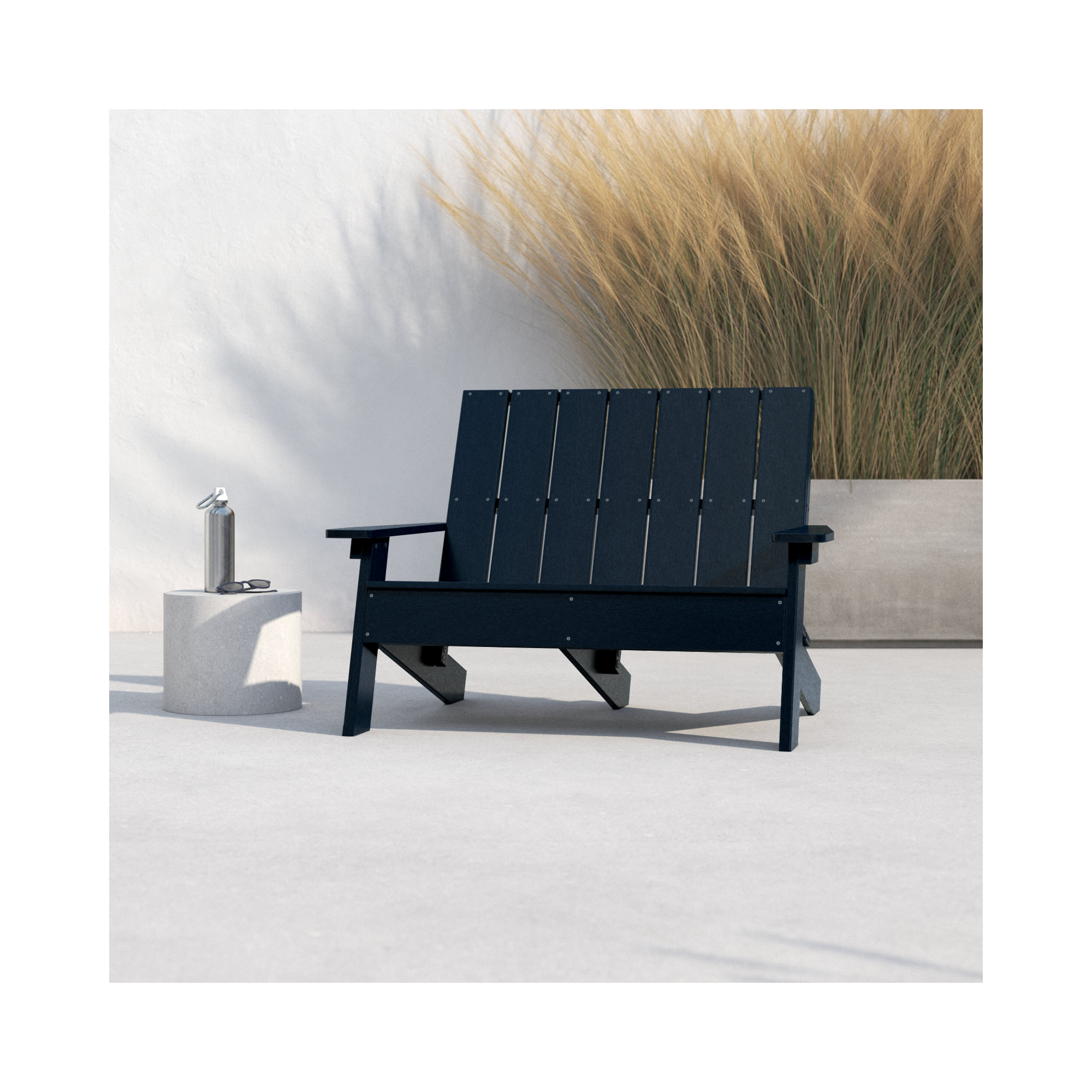 Byrnes Recycled Plastic Double Adirondack Loveseat, Federal Blue