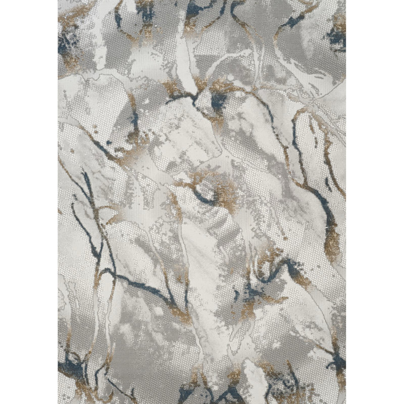 5 pi 3 po Tapis gris et abstrait fabriqué à la machine X 7 po, style contemporain, teinté, sous les meubles po
