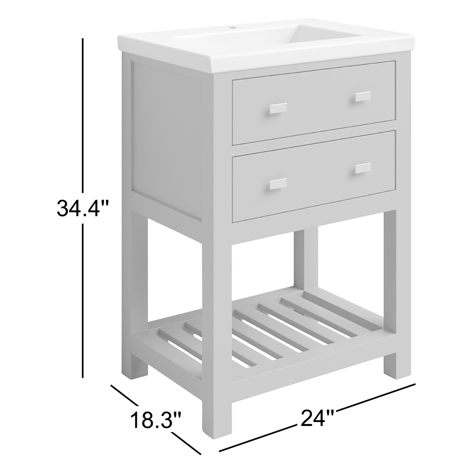 Caitlyn Modern 24" Single Bathroom Vanity, Gray