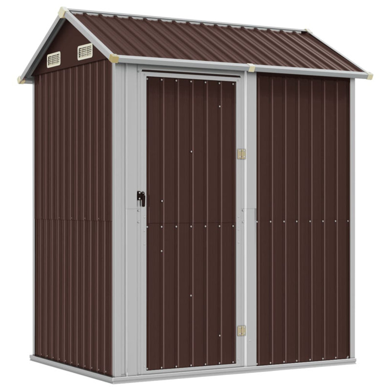Garden Shed 192X152.5X237 Cm Galvanised Steel, Brown 