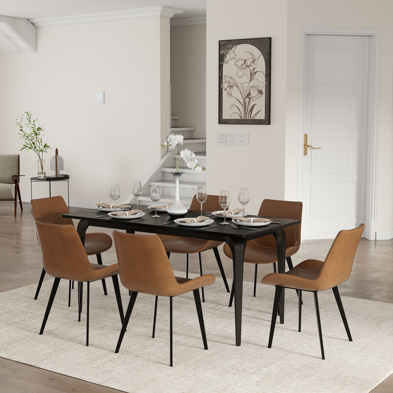 Ensemble de table de salle à manger 6 pièces 6 pièces avec chaises d'appoint en similicuir et ensemble de salle à manger 7 pièces