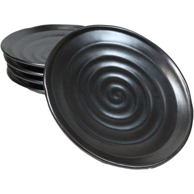 Ensemble de 5 assiettes à dîner rondes en porcelaine noire Tetsu Kesho Collection