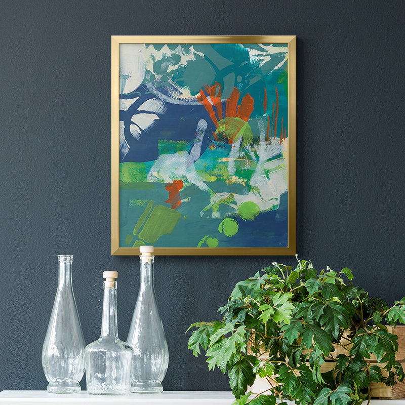 Toile encadrée de qualité supérieure Tropical prêt à accrocher, Cadre doré à coins fermés, H 20 po x l 16 po