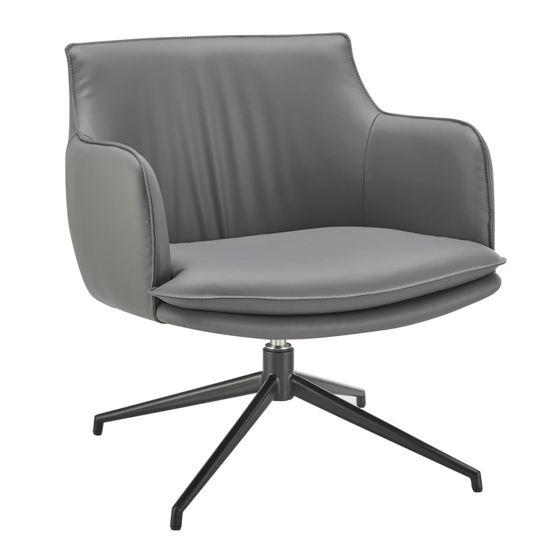 Krishaang Faux Leather Swivel Armchair, Gray Faux Leather